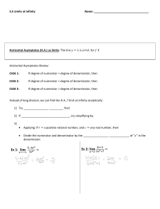 Limits at Infinity Worksheet