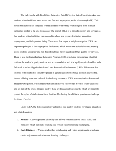 Individuals with Disabilities Education Act (IDEA) Overview