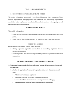 Negotiation in Procurement and Supply Module