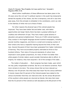 Race Prejudice: Causes and Cure by Charles W. Chesnutt (1905)