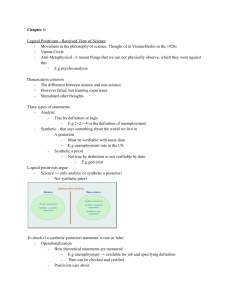 Logical Positivism: Received View of Science