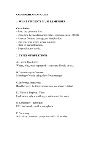Comprehension Guide: Strategies for Reading Comprehension