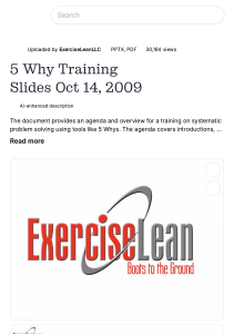5 Why Training Slides: Systematic Problem Solving