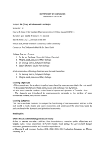 Intermediate Macroeconomics II: Policy Issues Syllabus