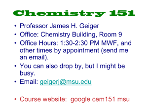 Chemistry 151 Course Syllabus & Lecture Notes