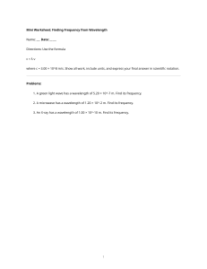 Mini Worksheet: Finding Frequency from Wavelength