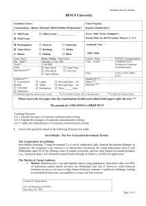 BINUS University Corporate Communication Exam 2026