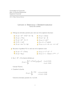 Listado 2: Derivadas y Diferenciabilidad - C&aacute;lculo III