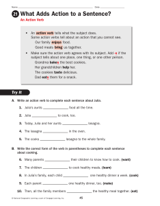 Action Verb Worksheet: Subject-Verb Agreement Exercises