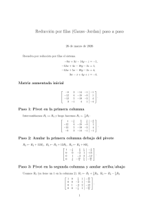 Reducci&oacute;n por filas (Gauss-Jordan) paso a paso