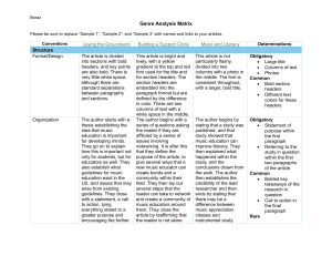 Genre Analysis Matrix for Writing Styles