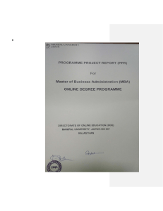Manipal University Jaipur Online MBA Programme Project Report