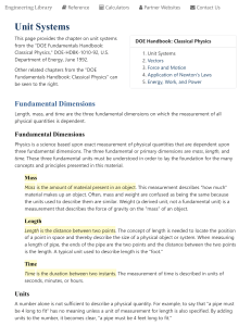 Unit Systems in Classical Physics: DOE Handbook Chapter