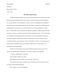 Of Nature and Nurture: Wordsworth, Hutchinson, and Romanticism
