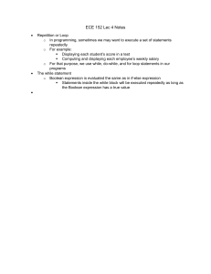 ECE 152 Lecture 4 Notes: Programming Loops