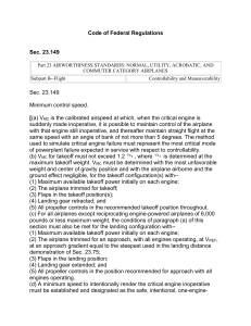 CFR Part 23.149: Minimum Control Speed (VMC) Standards