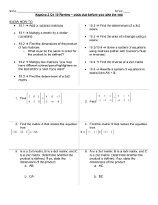 PHYS108 Workshop 1: Matrix Algebra