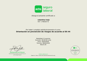 Certificado de Prevenci&oacute;n de Riesgos DS 44 - achs seguro laboral