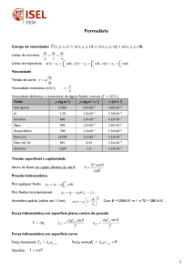 Formul&aacute;rio de Mec&acirc;nica de Fluidos - ISEL DEM