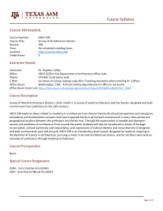 Texas A&M ARCH 249 Syllabus: Survey of Architecture History I