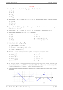 Lista de Exerc&iacute;cios de C&aacute;lculo 1 - Lista 02