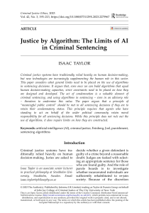 Justice by Algorithm: Limits of AI in Criminal Sentencing