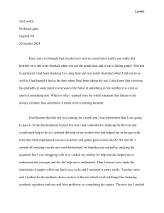 Personal Essay on Test Failure and Learning from Mistakes