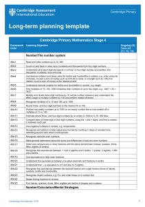 Cambridge Primary Maths Stage 4 Planning Template