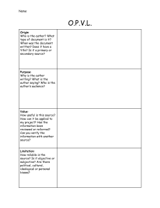 O.P.V.L. Source Analysis Worksheet