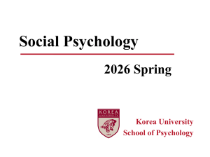 Social Psychology 2026 Spring Syllabus Korea U