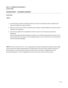 BIO 112 Concept Check: Land Plant Evolution
