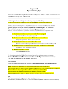 Assignment 10: Argumentative Essay Topic