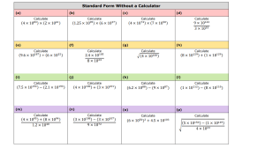 Standard Form Without a Calculator Worksheet