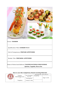 Cookery NC II: Preparing Appetizers Module