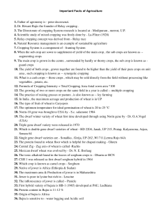 Important Facts of Agriculture - Agronomy Study Guide
