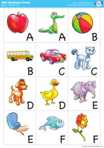 Zestaw kart vocabulariowych: Wielkie litery