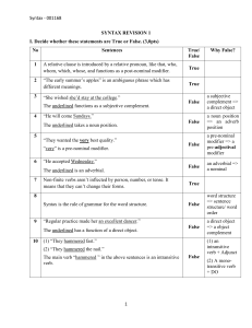 Syntax Revision 1: English Grammar Test