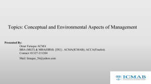 Conceptual & Environmental Aspects of Management