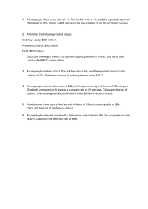 Finance Practice Problems: CAPM, WACC, Cost of Capital