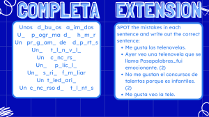 Ejercicios de Programas de Televisi&oacute;n en Espa&ntilde;ol: Rellenar Huecos y Corregir Oraciones