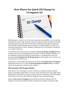 Best Quick Oil Change Places in Livingston NJ