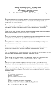 Cost & Management Accounting Assignment Questions