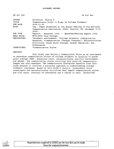 Communicator Style Study of College Students Research