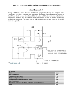SolidWorks Homework 09: 3D Model Creation