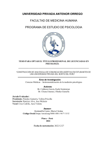 Tesis: Escala de Comunicaci&oacute;n Asertiva en Estudiantes Universitarios