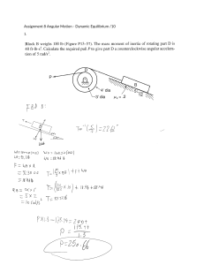 Assignment 8: Angular Motion - Dynamic Equilibrium Problems