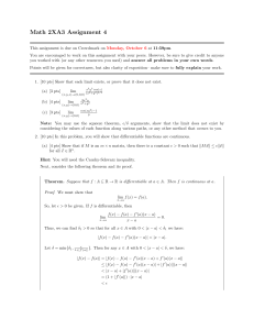 Math 2XA3 Assignment 4: Limits and Differentiability