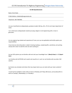 CE 392 Introduction to Highway Engineering Questionnaire