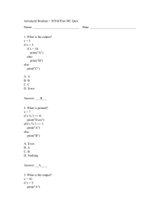 Advanced Python Boolean & If/Elif/Else Quiz