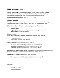 Pitch a Show Project: Theatre Production Assignment